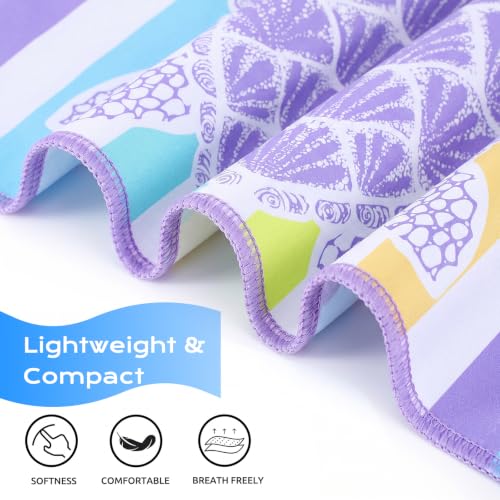 2 Packs Lightweight Thin Microfiber Beach Towel Oversized Quick Dry Compact Sandproof Clearance Towels Sand Free Camping Pool Easy Pack Travel Accessories Essentials Women Adults Blue Flower Pineapple