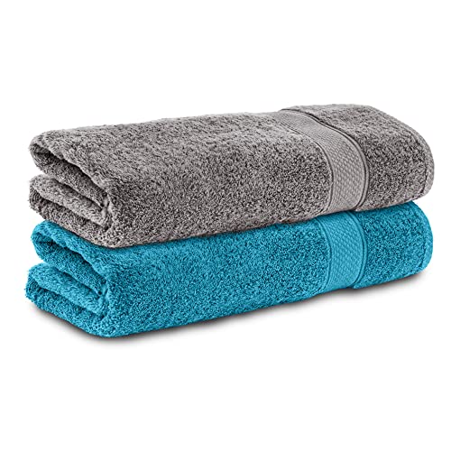 Komfortec Juego De 2 Toallas De Ducha, 70 X 140 Cm, Paquete Doble, 100 Algodón, Toallas De Rizo, Suaves, Absorbentes, Color Turquesa Komfortec Juego De 2 Toallas De Ducha, 70 X 140 Cm, Paquete Doble, 100 Algodón, Toallas De Rizo, Suaves, Absorbentes, Color Turquesa