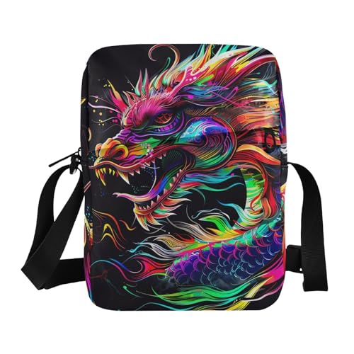 Crossbody Bag Color Flame Dragon Messenger Bag for Women Men Purse Shoulder Bag Satchel Bag with Adjustable Strap 214B5611