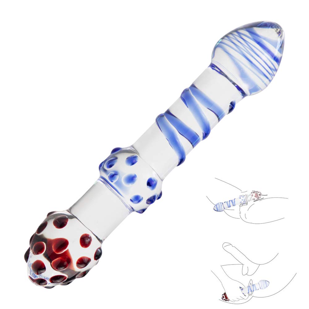 Double-Ended Dildo Glass Anal Dildo G-spot Prostate Massage Butt Plug Masturbation Sex Toys Crystal Pleasure Wand 3D Swirl