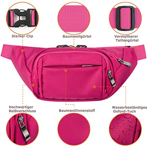 4 Pockets BumBags Ladies 35cm Extended Belt Large Waist Bum Bag Men,Large Capacity Waist Bag Waterproof Rose Fanny Pack for iPad mini & iPhone- Gift Bag Women for Sport Travel Hiking Cycling - Image 3