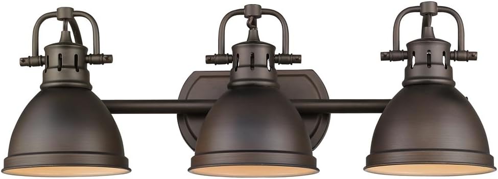 Wееklу Tор Sаlе Golden Lighting 3602-BA3 RBZ Duncan Bath Vanity, Rubbed Bronze with Rubbed Bronze Shades
