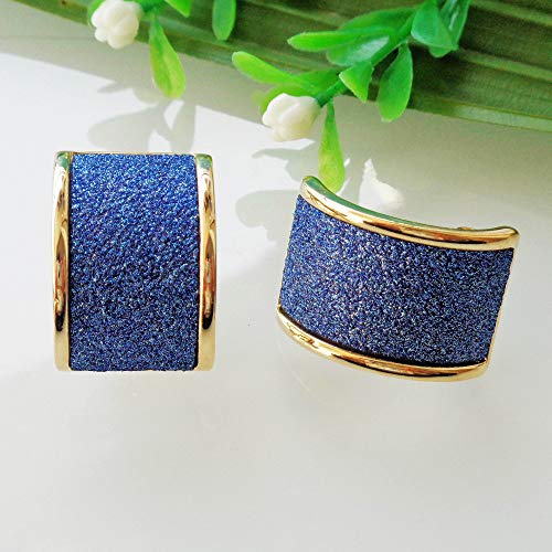 Navachi 18k Gold Plated Square Rainbow Multicolor Glitter Omega Back Earrings4