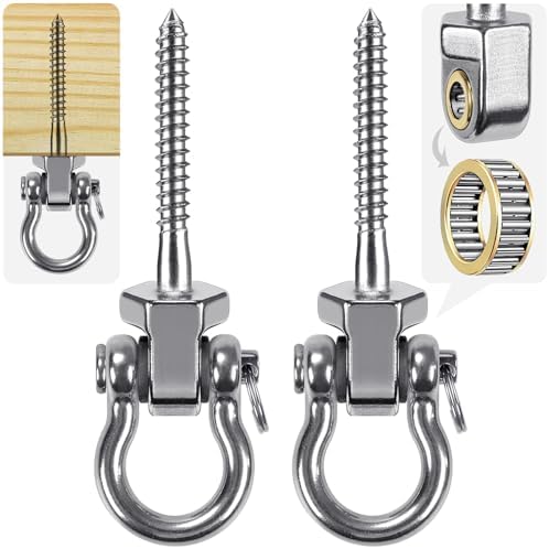 SELEWARE Strapazierfähige Schaukelaufhänger mit Lagern, 2er-Pack - Edelstahl-Veranda-Schaukel-Hardware für Terrasse & Spielplatz, leise Drehhaken - strapazierfähige Schaukel-Hardwa