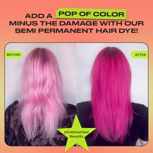 Image of INH Semi Permanent Hair Color | Color Depositing Conditioner | Pink Hair Dye | No Bleach, No Peroxide Temporary Aura Quartz Tint for Women, Men | Vegan, Ammonia Free, Sulfate Free, Ready to Use 6oz