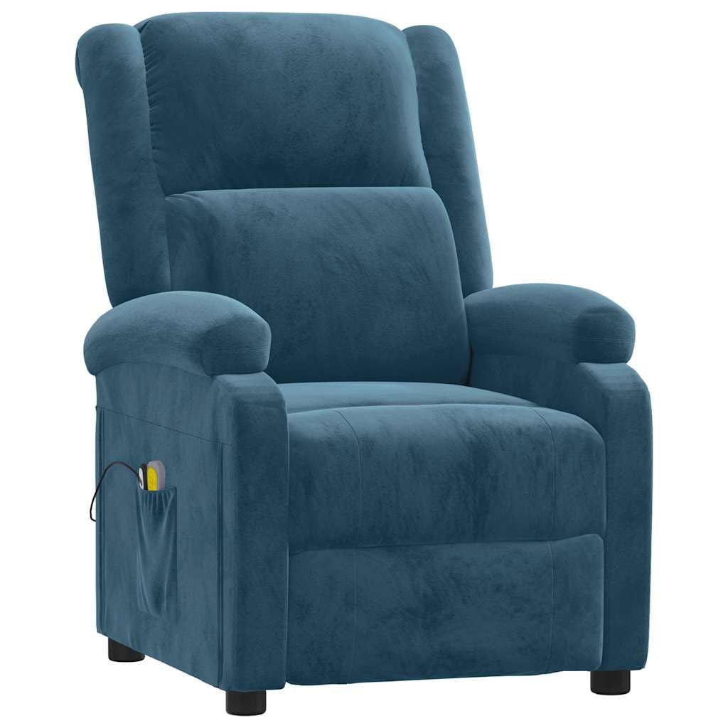 Generico Poltrona Massaggiante Elettrica Blu in Velluto,3098414
