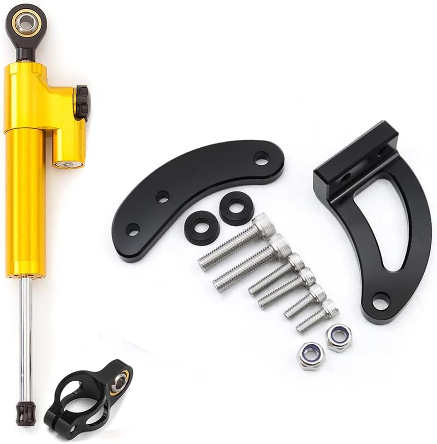 Fit Kaabo Mantis King GT CNC Steering Damper Stabilizer Buffer Control Bar with Mounting Bracket Support Kit Gold