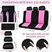 Fabbay 21 Pcs Car Seat Covers Full Set Car Floor Mats Steering Wheel Cover Armrest Seat Belt Pad Seatbelt Cup Mats Emblem Ring Sticker for Sedans Trucks SUV(Black, Pink)