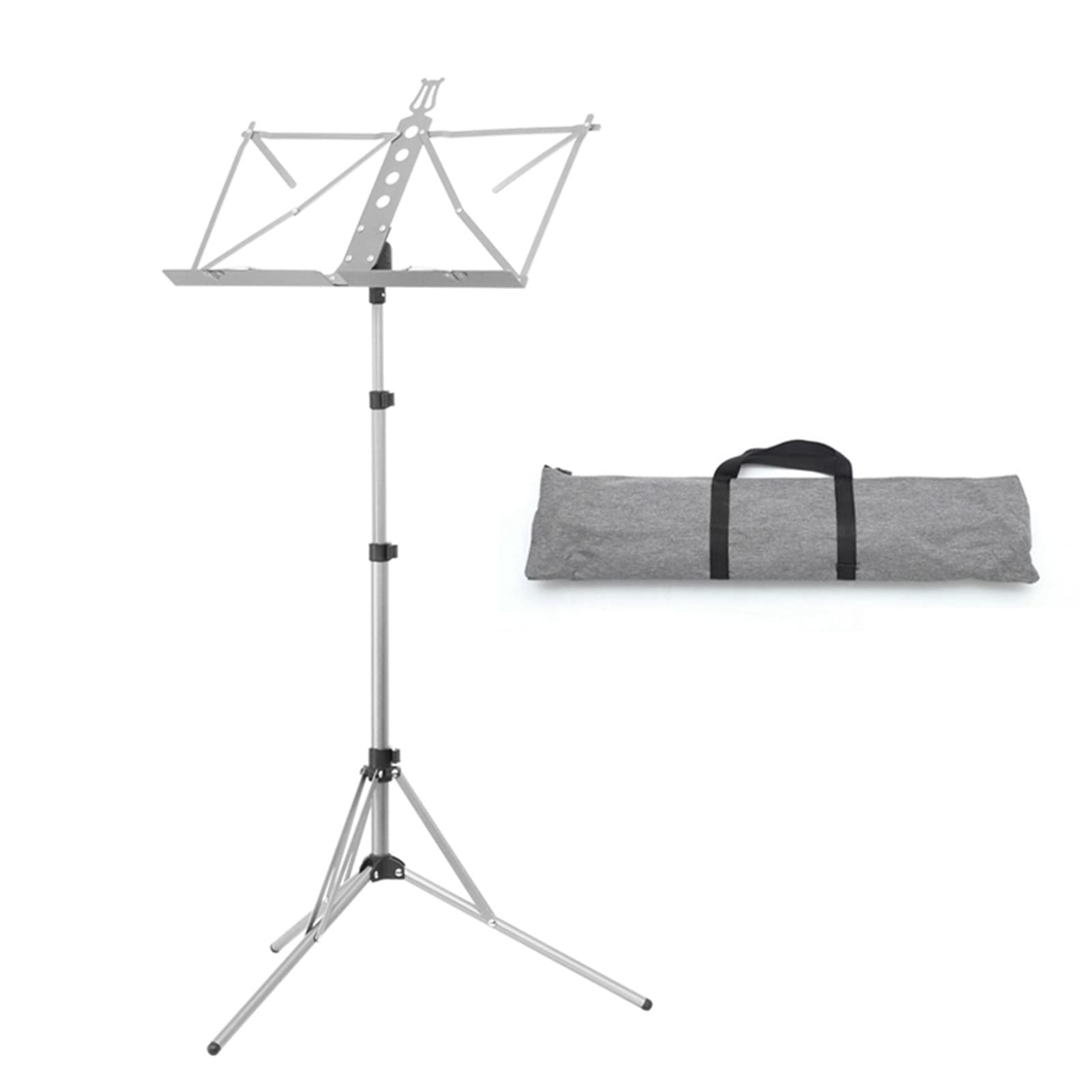 Pupitre portable pliable en aluminium argenté pour support partitions musique