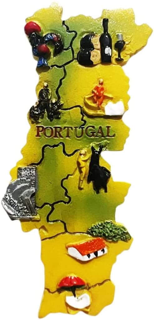 Altko Portugal Map Portugal Magnet Fridge Refrigerator Magnet Decoration Sticker Souvenir Resin Crafts Kitchen Whiteboard
