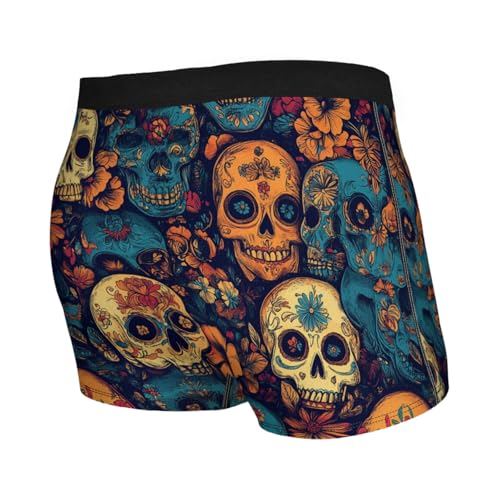 Men's Underwear Skulls and Floral Boxer Briefs Breathable Comfortable2
