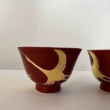 琥山窯　彩箔　小野達郎　釉象嵌　小野隆治　丹羽鶴　ぐい呑み　2客 Amazon.co.jp: 琥山窯 彩箔 小野達郎 釉象嵌 小野隆治 丹羽鶴