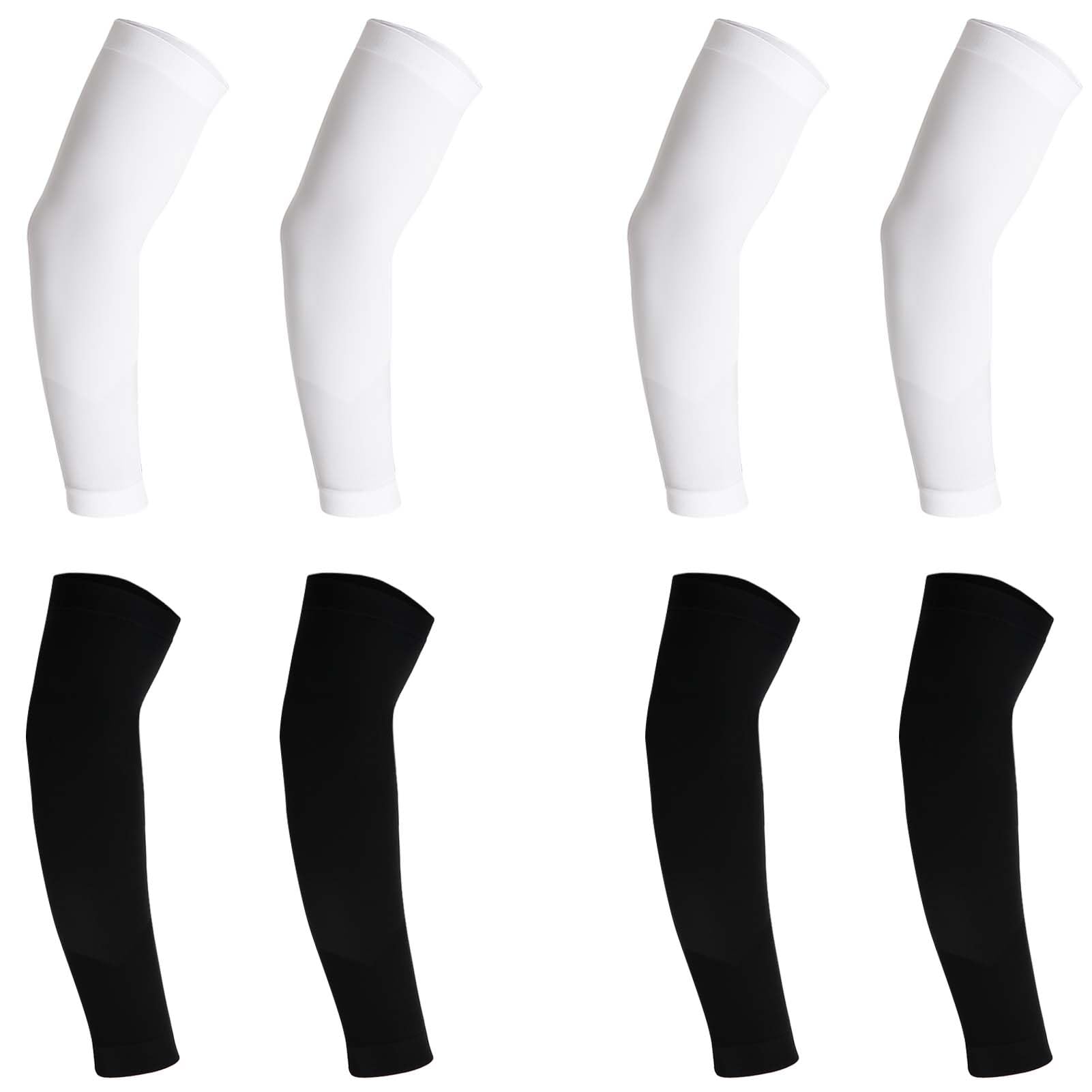 Mewtush 8 PCS Manchon De Bras Pour Enfant, Protection UV UPF 50 Pour Bras, Manches De Compression Noires Et Blanches Pour Basket-Ball, Football, Baseball, Volley-Ball Et Autres Sports