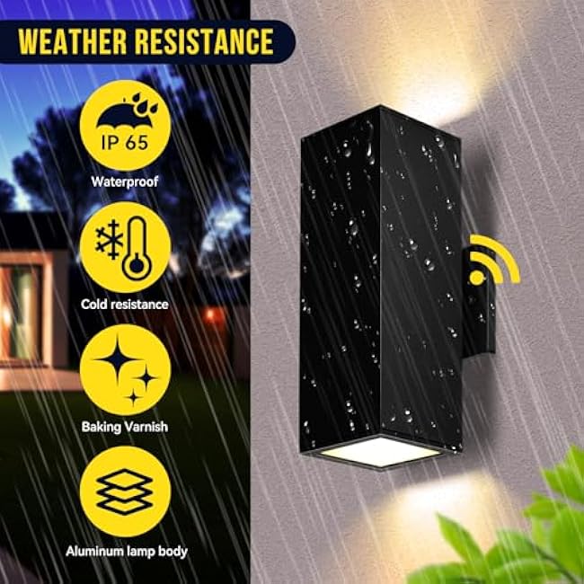 Outdoor Light Fixture Dusk to Dawn 2 Pack, Matte Black Modern Porch Light IP65, 3000K LED Bulbs Exterior Lighting Fixtures Outdoor Wall Lights for House, Garage Front Door