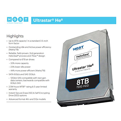 Image of HGST HUH728080ALE600 0F25739 8000GB 7,2K RPM SATA 128MB 3.5 inch HDD (0F23267)
