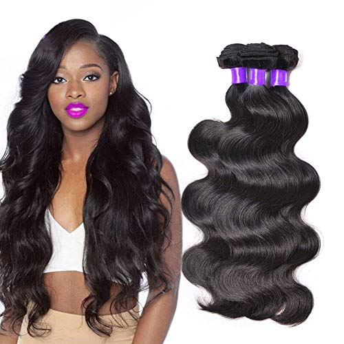 Kbeth 9A Remy Brazilian Virgin Body Wave Human Hair Bundles 300g Cuticle Aligned Hair 16'' 18'' 20'' 3 Bundles 100% Unprocessed Virgin Body Wave Hair Extension 1B Natural Color (16 18 20inch)