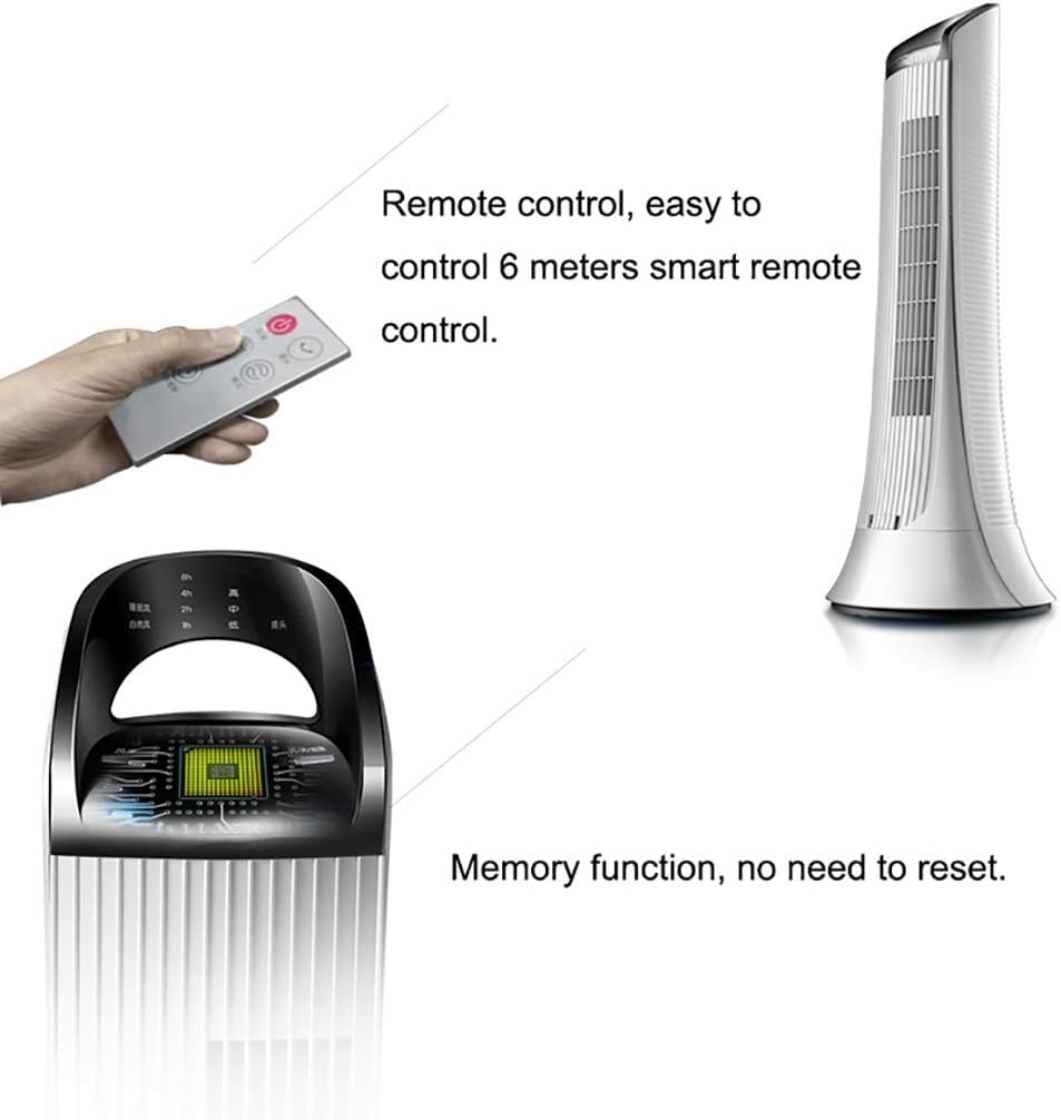 Tower Fan Home Vertical Air Cooler Floor Fan Powerful Cooling Office Quiet Leafless Fan Anti-Dump Design White 106 x 33 x 34 cm