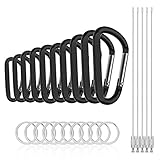 10 Karabiner mit Federclip , 10 Schlüsselringe, 5 Edelstahldraht-Schlüsselanhänger