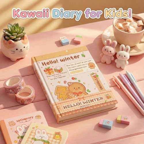 Image of FunBlast Diary for Girls - Christmas Kawaii Diary for Kids, Journal Diaries for Girls, Notepad for Students Stationary Items, Birthday Gifts (128 Sheets) (Brown-)