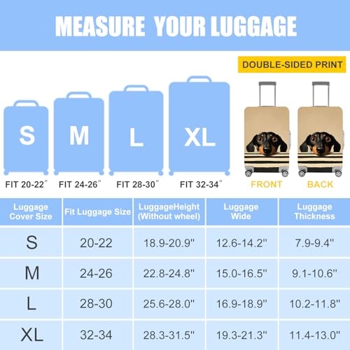 Image of Adorable Smaland Hound Luggage Cover - Black and White Striped Dog Print Travel Suitcase Protector - Fits 24 to 26 Inch Luggage,M
