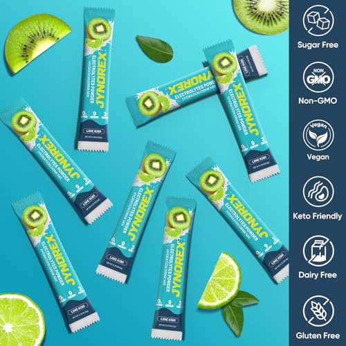 Image of Electrolytes Powder Packets Sugar Free, 30 Sticks High Sodium Hydration Packets, Low Calorie Electrolyte Packets Drink Mix Liquid Daily IV with Lime Kiwi, 10.5OZ