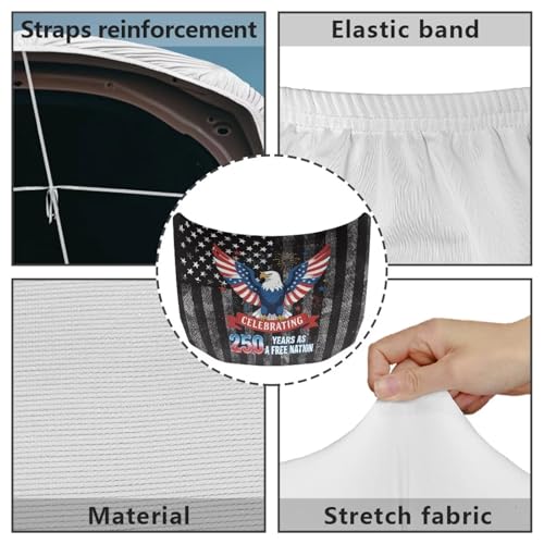 Image of Bald Eagle and American Flag Car Hood Cover Protector Stretchable Car Hood Wrap Blankets Automotive Exterior Accessories for Compact SUV Sedans Trucks Pickup