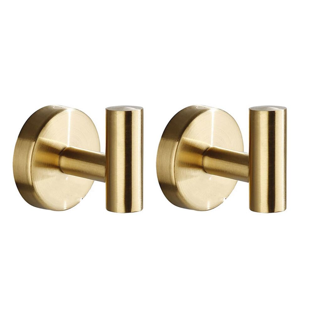 siduytin Durable Towel Hook Holder with Strong Adhesive Backing Stainless Steel Towel Hooks Self Adhesive Sanded Texture, golden, bore