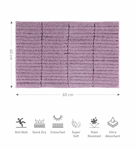 Image of Obsessions Soft & Plush Bath Mat | Quick Dry, Stain & Skid Resistant | Luxuriously Soft, Long Lasting Color | TPR Latex Backing, Size 40x60 cm, Onion Pink & Plum