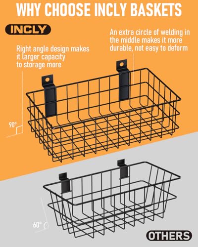 Incly4packblackslatwallbasketssetventilatedmetalhangingstorageslatwallbasketmountedslatwallaccessoriesforgarageroomsshopsstorageorganizingdisplayonslatwallpanels  Urban Country Home Decor Incly 4 pack black slatwall baskets set ventilated metal hanging storage slat wall basket mounted slatwall accessories for garage rooms shops storage organizing display on slatwall panels  urban country home decor