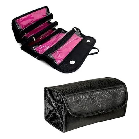 4 Section Roll Up Cosmetic Bag Organiser -4 Zipped Section Toiletry Bag, Snap on Closure, Travel, Holiday, Overnight Stay (2 ROLL Up Bags) Cover