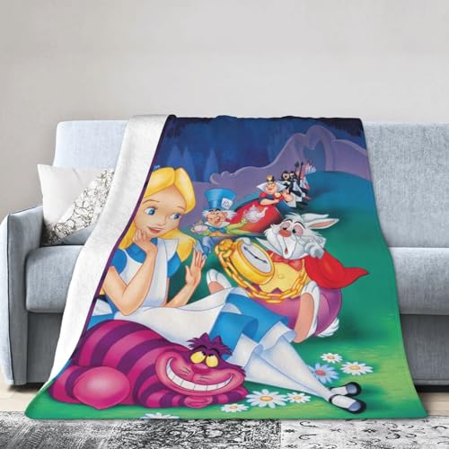 Alice Fairy Cartoon Blanket Wonderland Ultra-Soft Micro Fleece Blanket Throw Blanket for Couch Bed Living Room for All Season 40