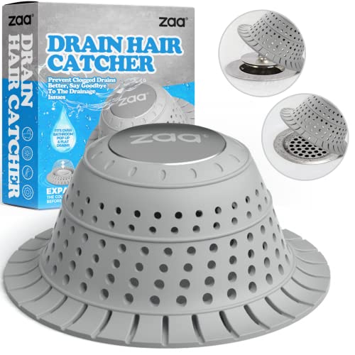 Comparison: Best Drain Catcher For Hair 2 zaa Bathtub Drain Hair Catcher, Premium Silicone Shower Hair Catcher, 1Pack Collapsible Hair Stopper for Pop Up and Regular Drains of Shower, Bathtub, Bathroom, Sink, Shower Parts, Gray
