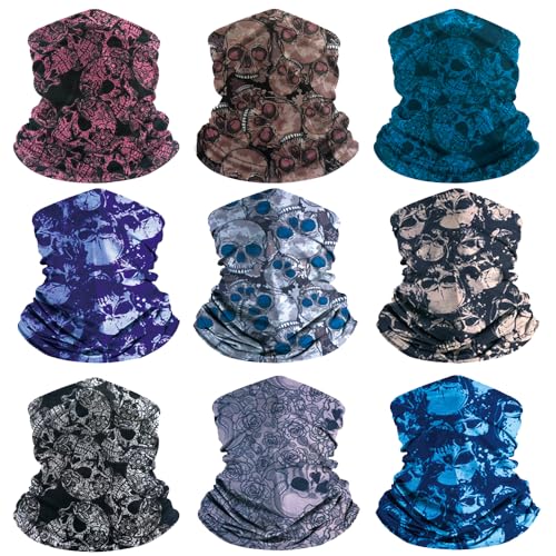 Image of 9-Pack Balaclava Face Mask for Men & Women - UV Protection Neck Gaiter, Multi-Use Cycling Mask & Breathable Headband
