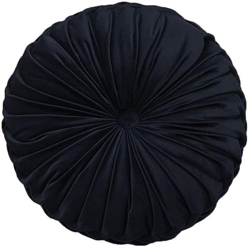 Miniatura 21 de Almohada Decorativa Redonda de Terciopelo para Decoración del Hogar Cojín Redondo Plisado para Sofá Silla Cama Automóvil (Albaricoque)