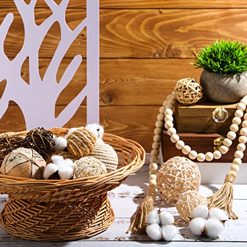 Jutom 20 Pieces Decorative Balls For Bowls, Assorted Decorative Balls Set, Bowl Decorative Filler And 58 Inches Wood Bead Garland With Tassels For Vase Bowl Filler Table Decoration #TOP4