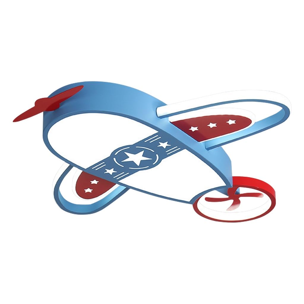 YUPIN Moderne LED Deckenleuchte Kreative Cartoon Flugzeug Deckenleuchte Dekoration Stufenlos Dimmbar Mit Fernbedienung Geeignet Für Kinderzimmer Schlafzimmer Kinderzimmer Wohnzimmer(Blau,klein)