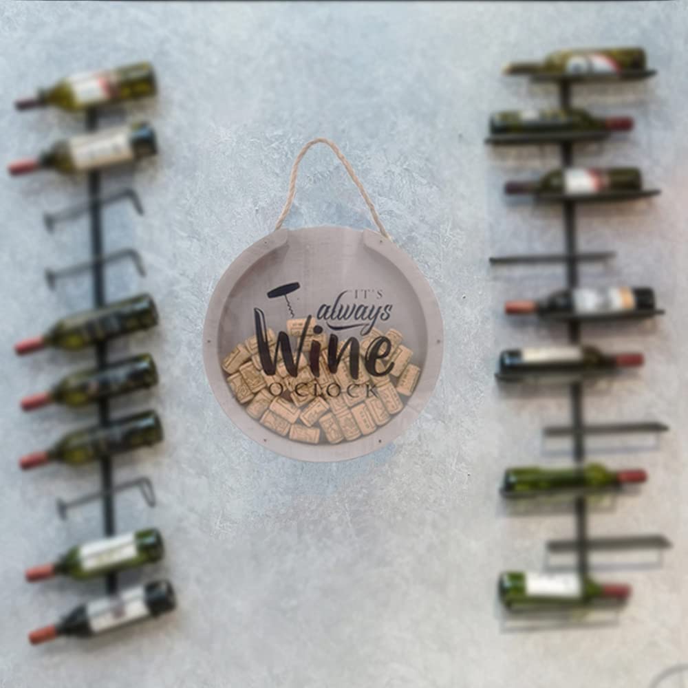 Porta tappi di sughero per vino, scatola per ombre, per gli amanti del vino, collezione di tappi in sughero, cornice in legno, decorazione per casa, cucina e bar (rotonda 2, 30 x 30 cm)
