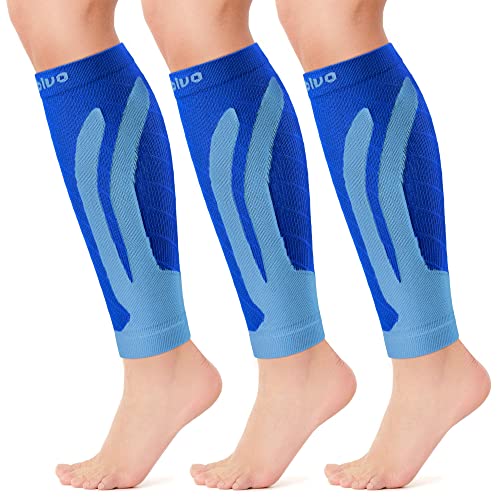 Image of CAMBIVO Calf Compression Sleeve 3 Pairs Footless Compression Socks Running | Leg Sleeves for Men & Women, 15-20mmHg, Shin Splints Relief & Recovery, Fitness, Cycling, Varicose Veins, Travel, Nurse