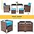 KaiMeng 5 Pieces Patio Dining Sets Space Saving Outdoor Brown Black Wicker Rattan Chairs Furniture Balcony Conversation Porch with Ottomans Glass Table Sectional Wicker Seating (Blue)