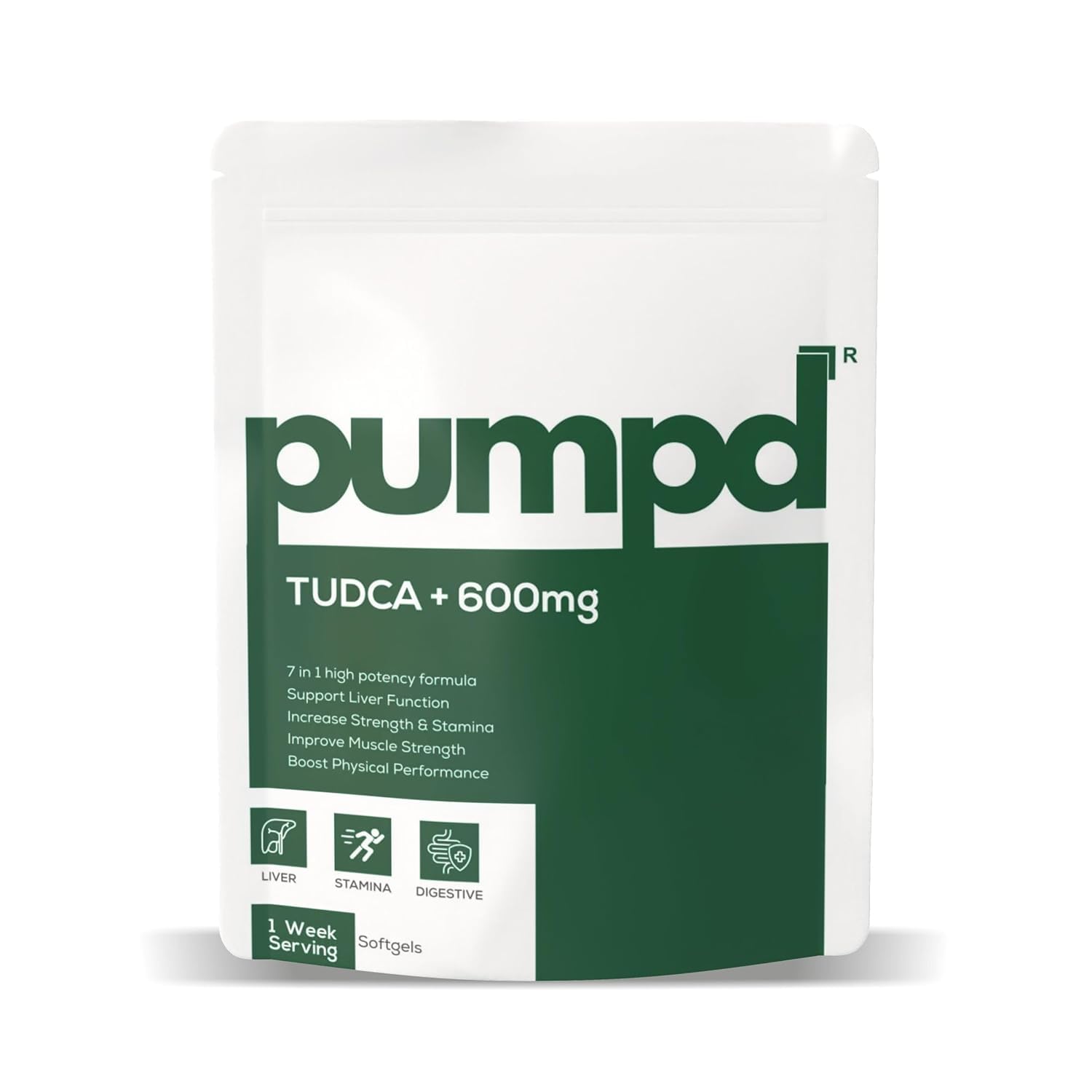 Pumpd Tudca Liver Detox Supplement 600mg | 7 In 1 Formula Blend of L-Arginine, Milk Thistle, Dandelion, Ashwagandha, Panax Ginseng, Astragalus Root | Support Healthy Liver Function, Boost Digestion & Helps Detoxification | Improves Bile Function & Enzyme Secretion | 1 Week Serving