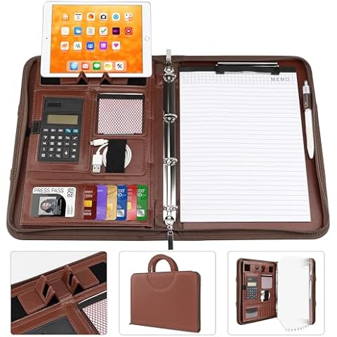 Pechor Leather Zipper A4 Conference Folder Cover