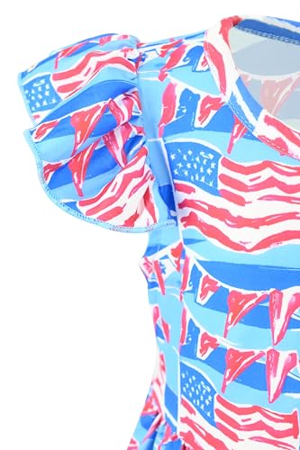 Image of Unique Baby Girls' Short Sleeve Everyday Printed Dresses for Kid and Toddler, Sizes 2T-12Y
