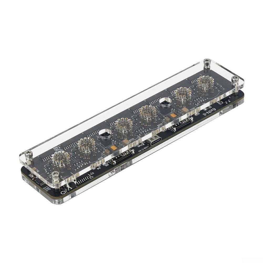 IN-8 - Base d'horloge tubulaire Nixie avec télécommande et tube à double point pour rétro pour décoration - Format 12/24h - Bloc d'alimentation USB 5 V compatible