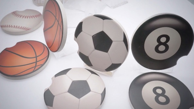 Portavasos de cerámica estilo bola de golf para auto miniatura 7