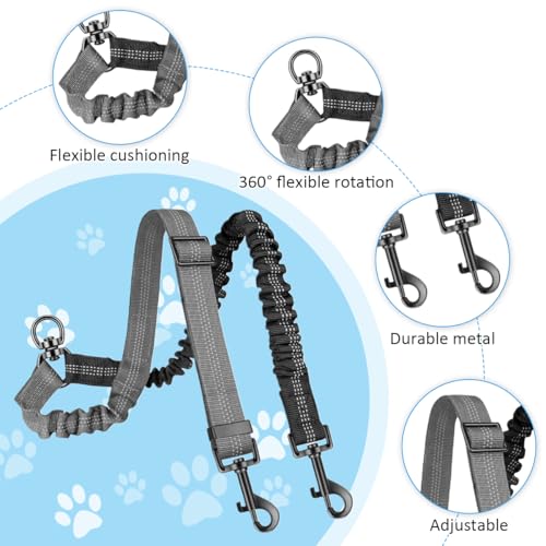 Doppelleine für 2 Hunde, Verwicklungsfrei, Um 360° Drehbar Hundeleine für 2 Hunde, Verstellbar, Stoßdämpfend, Reflektierend für Kleine, Mittlere und Große Hunde für Sicheres Gassi Gehen und Training