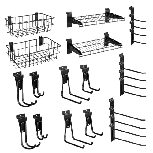 BOBIBAN 24PCS Slatwall Accessories Set with Slat Wall Basket Shelves Hook