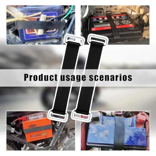 Image of 2-Piece Motorcycle Battery Strap, Stretchable Rubber Band Battery Holder Belt with Metal Buckle