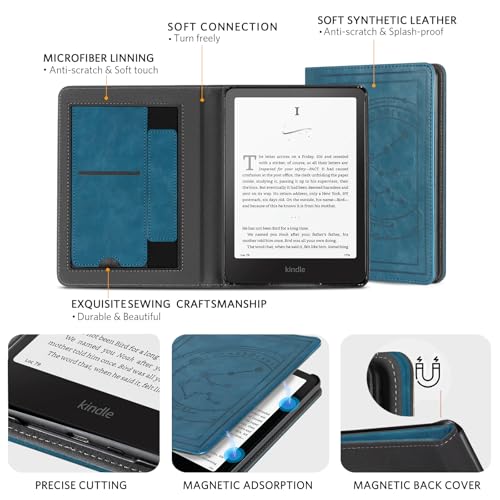 Image of CoBak Stand Case for 7 inch Kindle Paperwhite 12th Gen 2024 and Kindle Colorsoft with Hand Strap - Compatible with iPhone MagSafe, for Samsung /Belkin /Anker Wireless Charging Pads, Durable, Auto Sleep Wake
