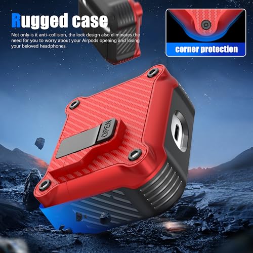 Image of RFUNGUANGO AirPods 3 Case with Lock Magnetic Lid, Red