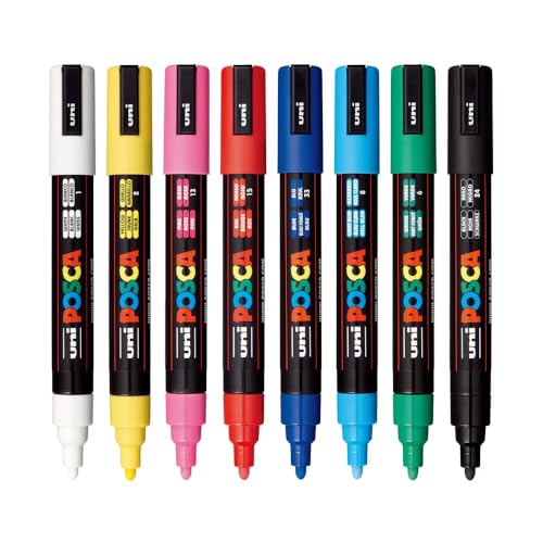 Image of POSCA 5M 1.8-2.5mm Markers (8 Colors- 8 Pcs)